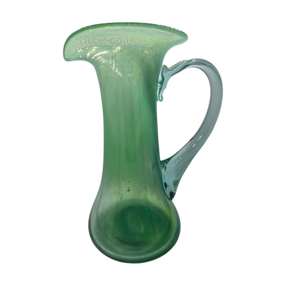 Terence MacSweeney Killarney Kerry Ireland Green Art‎ Glass Water Pitcher 11"
